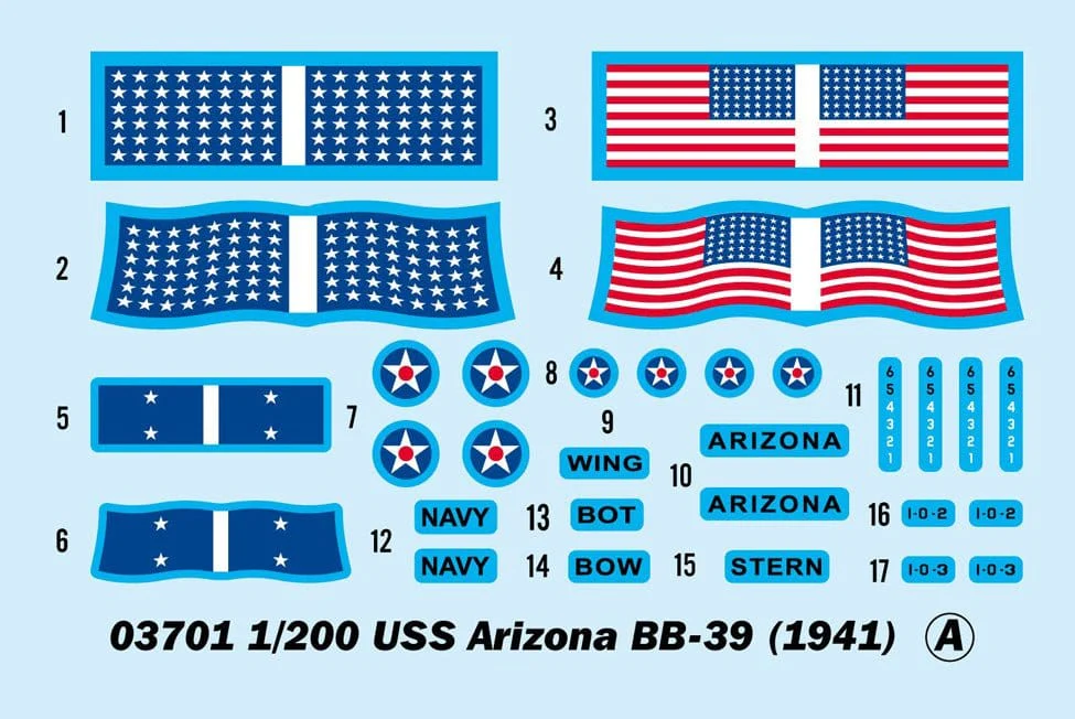 Trumpeter 03701 1/200 USS Arizona BB-39 1941 Plastic Model Kit - Image 2