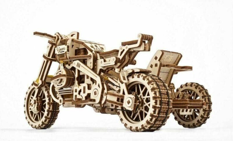UGEARS 70137 Scrambler UGR-10 with Sidecar Wooden Model Kit - Image 2