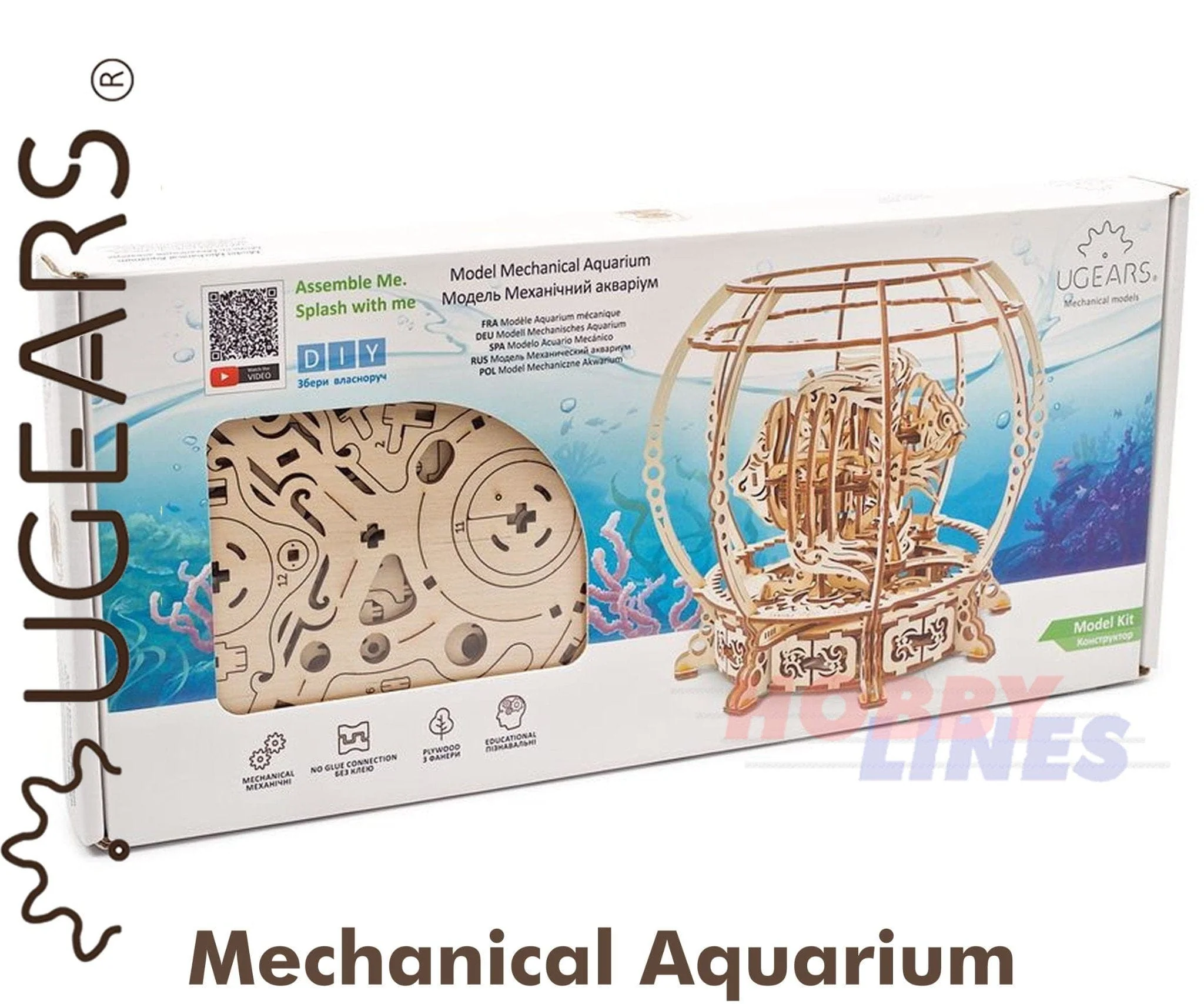 UGEARS Mechanical Aquarium Wooden Model Kit [70155] - Image 2