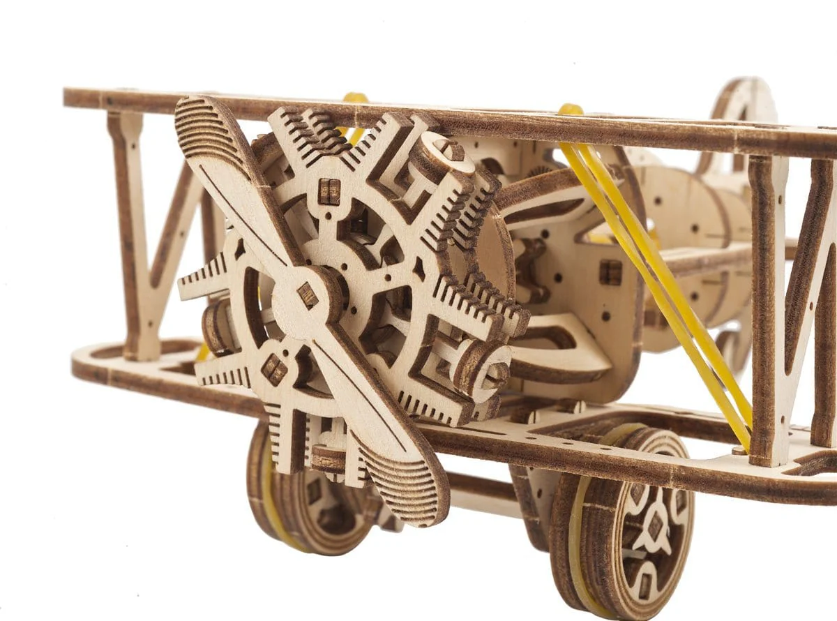 UGears 70159 Mini Bi-Plane Wooden Model Kit - Image 2