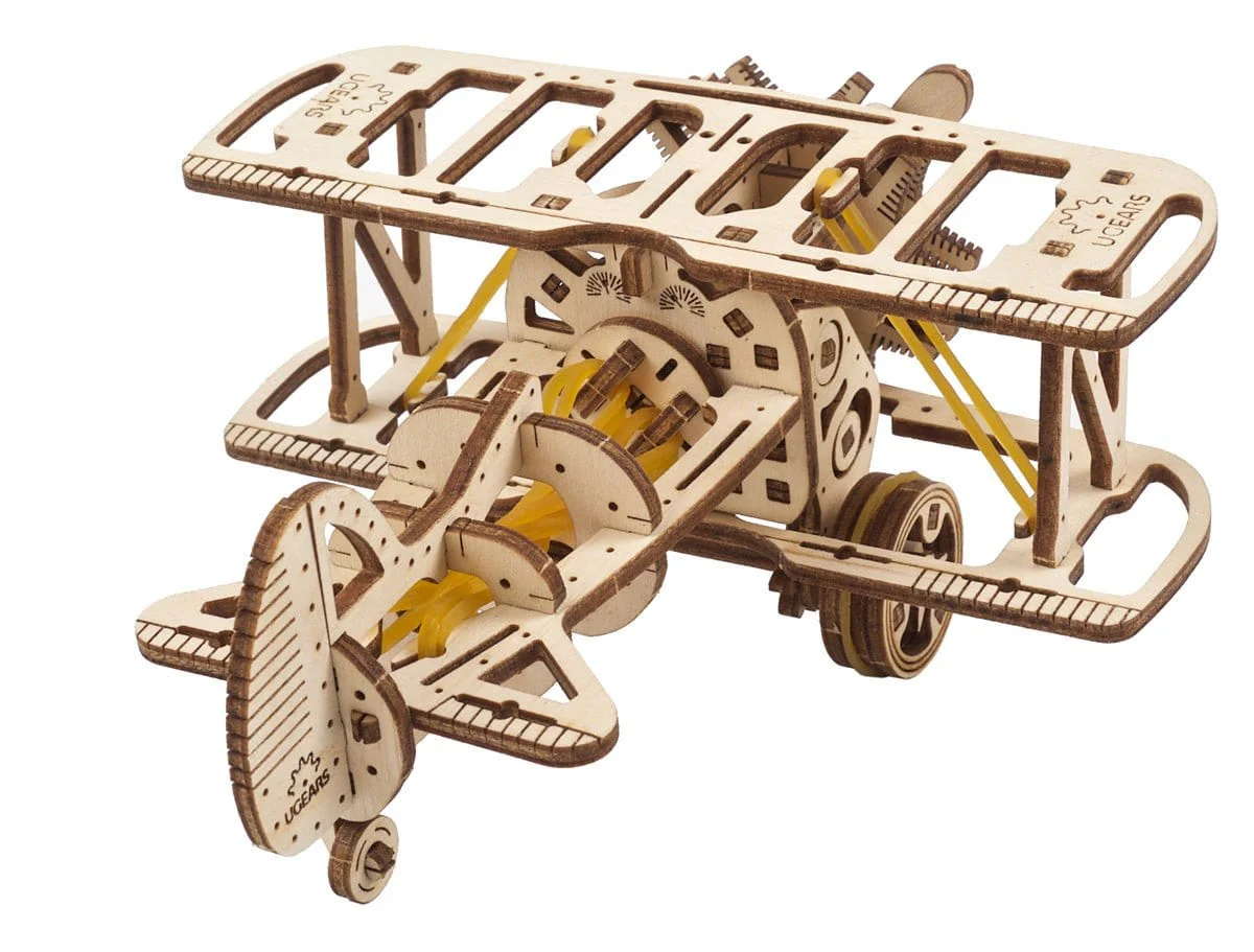 UGears 70159 Mini Bi-Plane Wooden Model Kit - Image 3