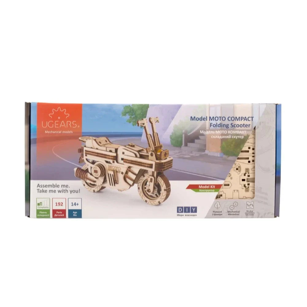 UGEARS 70168 Moto Compact Folding Scooter Wooden Model Kit
