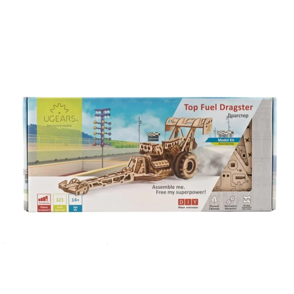 UGEARS 70174 Top Fuel Dragster Wooden Model Kit - Image 5