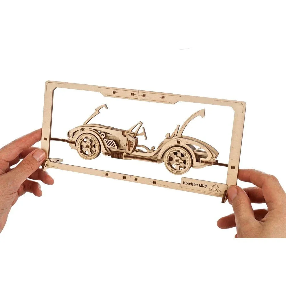 Ugears 70195 Roadster MK3 2.5D Puzzle 62pc Wooden Model Kit - Image 2