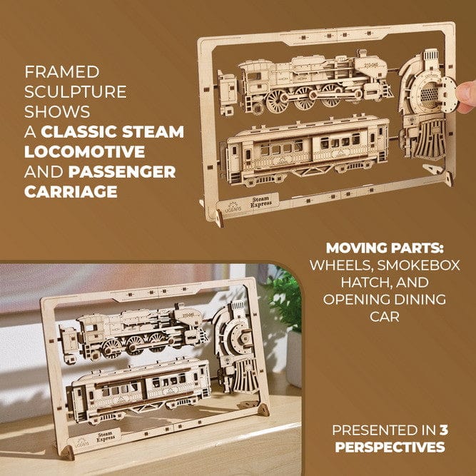 UGears 70207 Steam Express 2.5D Wooden Puzzle - Image 6