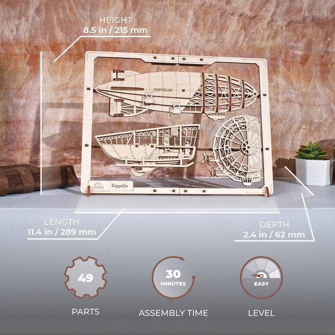 UGears 70208 Zeppelin 2.5D Wooden Puzzle - Image 7