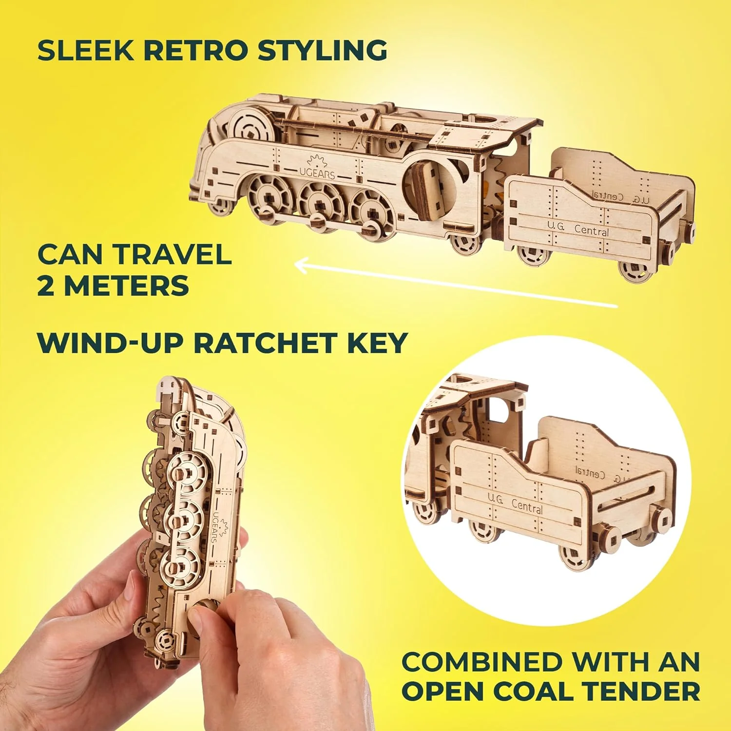 UGears 70228 Mini Locomotive Wooden Model Kit - Image 3