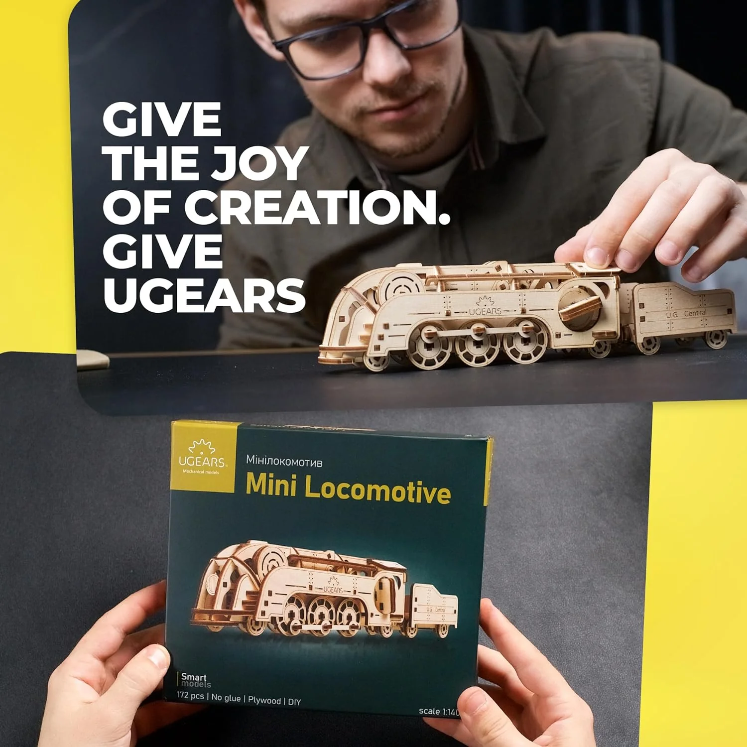 UGears 70228 Mini Locomotive Wooden Model Kit - Image 6