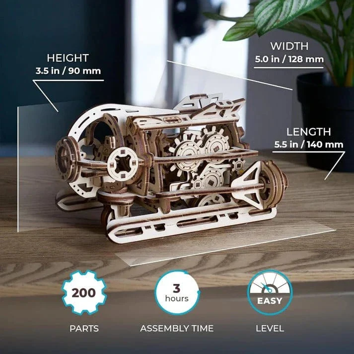 UGears 70229 Steampunk Submarine Wooden Model Kit - Image 6