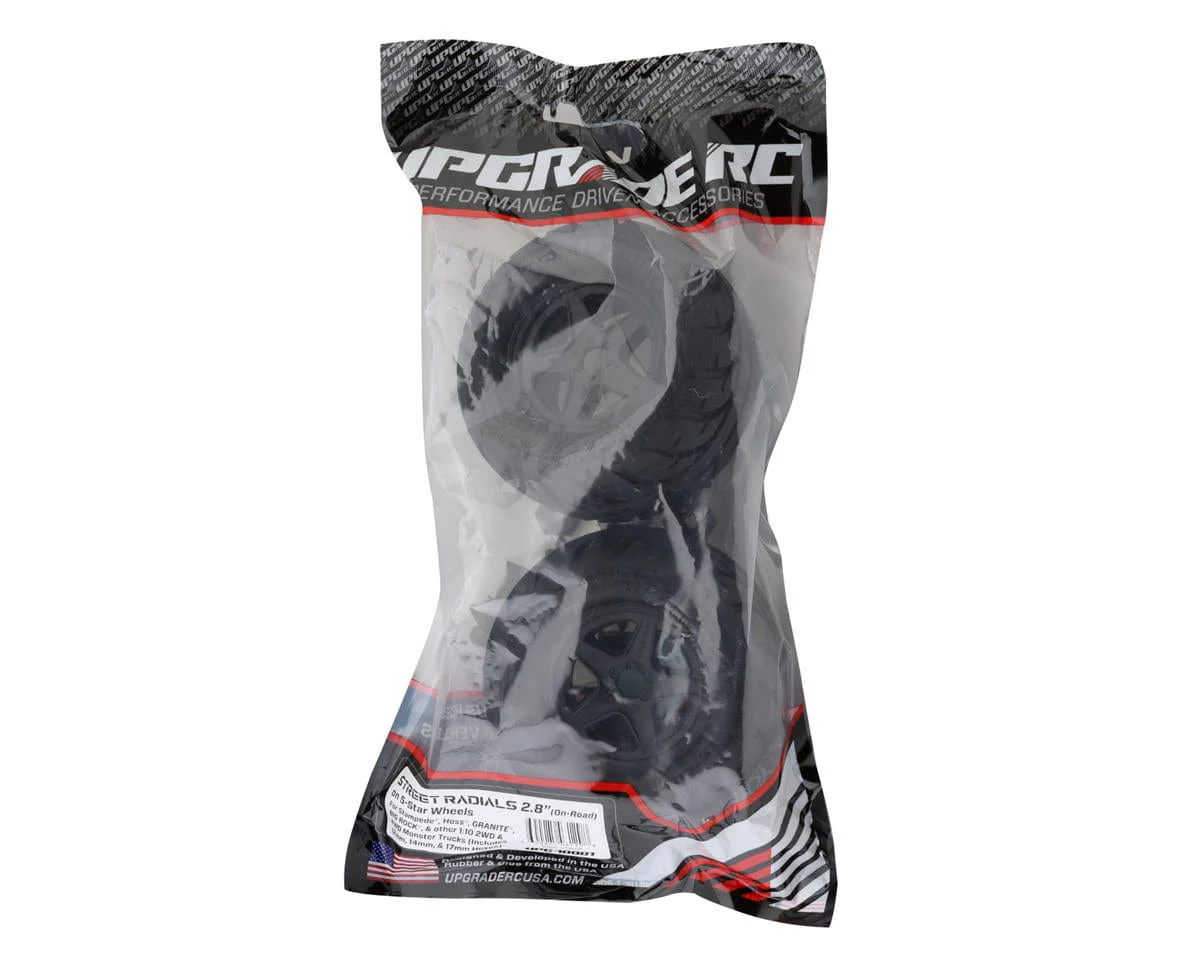 UpGrade RC Street Radials 2.8" Pre-Mounted On-Road Tires w/5-Star Wheels (2) (17mm/14mm/12mm Hex) - Image 5