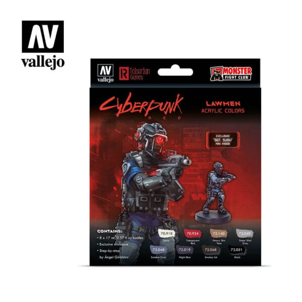Vallejo 72308 Game Colour Cyberpunk Lawmen 8 Colour Acrylic Paint Set w/ Sgt. Suou miniature**