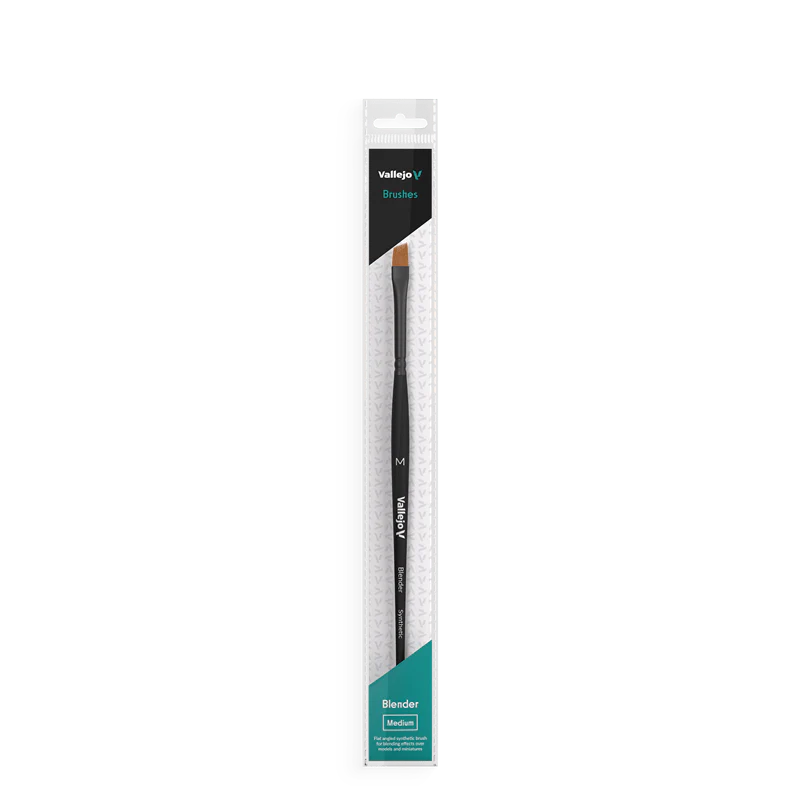 Vallejo Hobby Brushes: Blender Flat Angled Synthetic Brush Medium