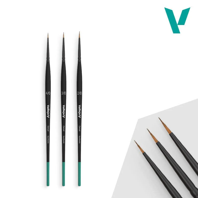 Vallejo Hobby Brushes: Detail Definition Set - Synthetic fibers (Sizes 4/0, 3/0 & 2/0) - Image 2