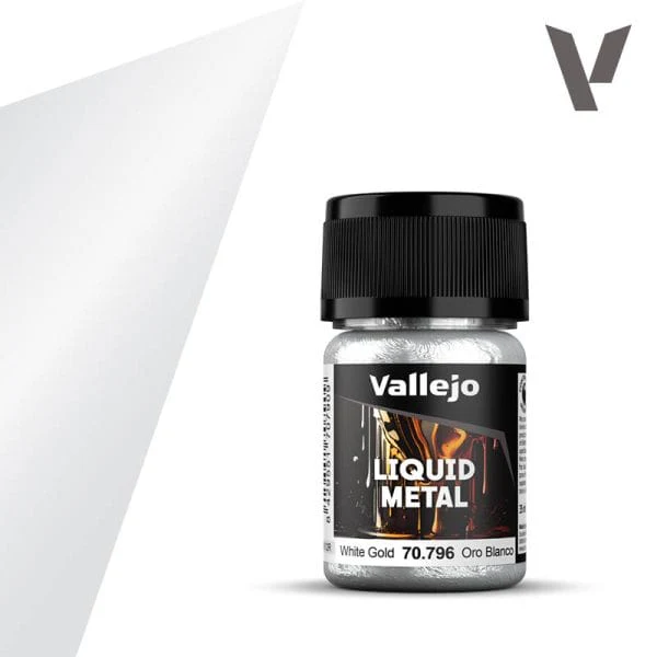 Vallejo Liquid Gold: White Gold - 35 ml Alcohol-based Metallic Paint