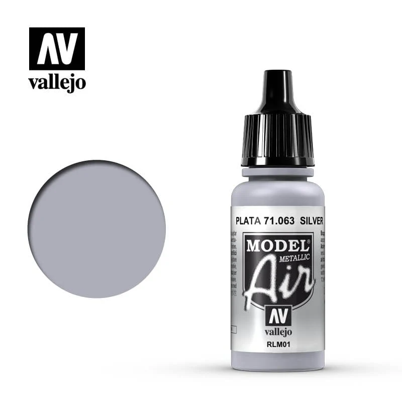 Vallejo Model Air Silver RLM 01 17 ml Acrylic Airbrush Paint [71063]