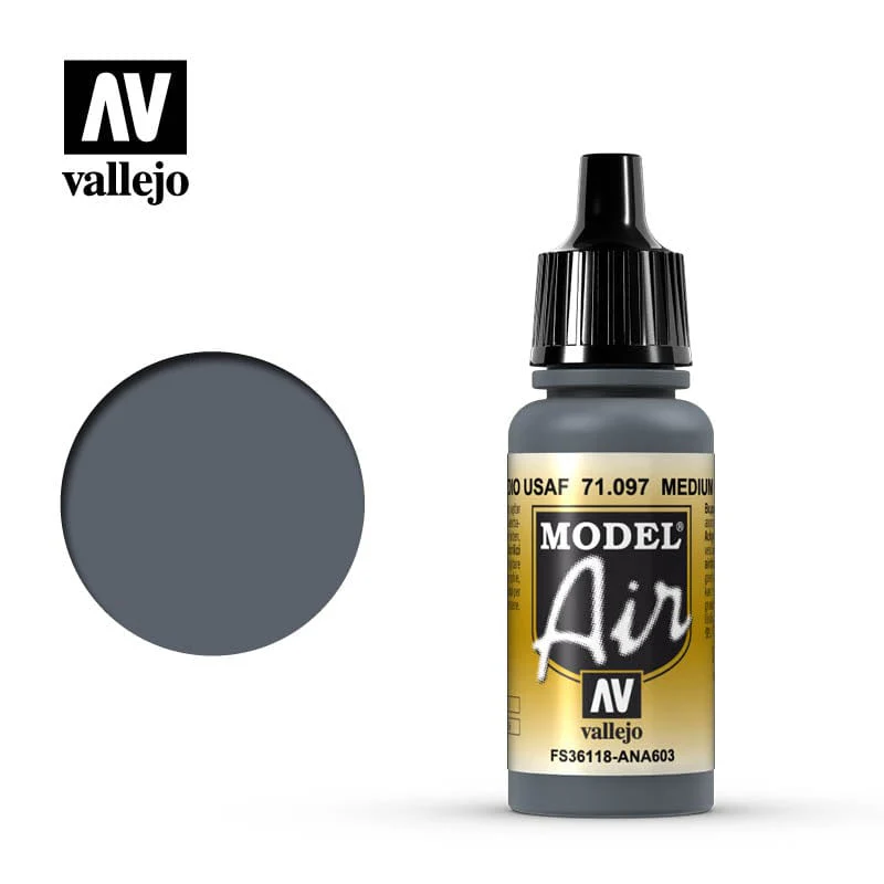 Vallejo Model Air Medium Gunship Gray 17 ml Acrylic Airbrush Paint [71097]