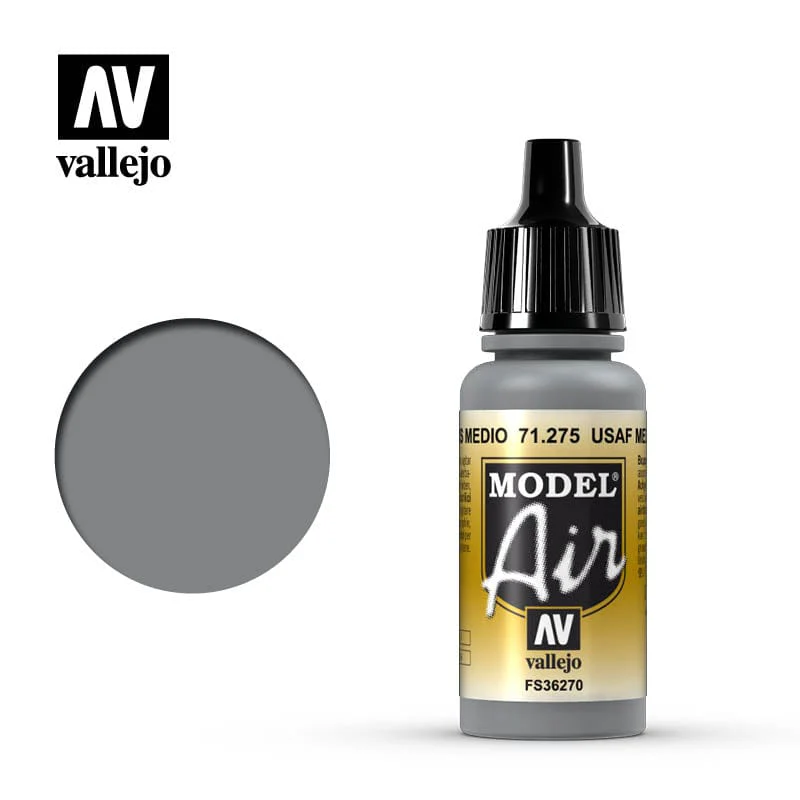 Vallejo Model Air USAF Medium Gray 17 ml Acrylic Airbrush Paint [71275]