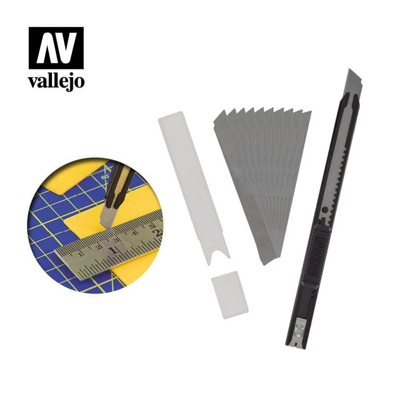 Vallejo T06011 Slim Snap-Off Knife & 10 Blades