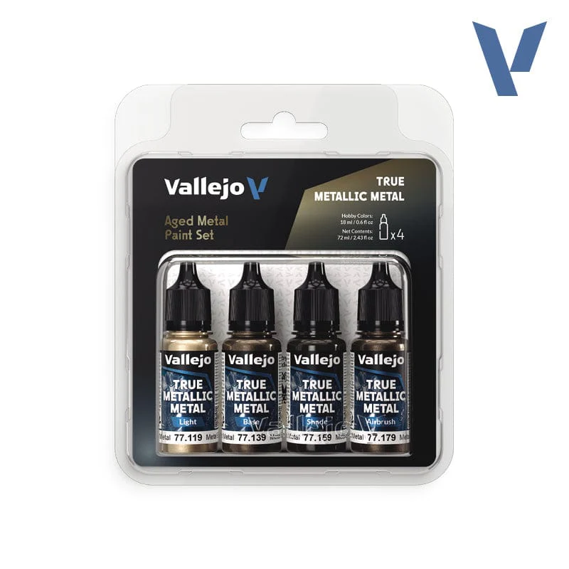 Vallejo True Metallic Metal Aged Metal - 4 Colour Paint Set