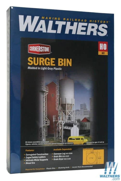 Walthers Cornerstone HO Grain Surge Bin - Kit - 1-1/2 x 1-1/2 x 9in 3.8 x 3.8 x 22.7cm - Image 2