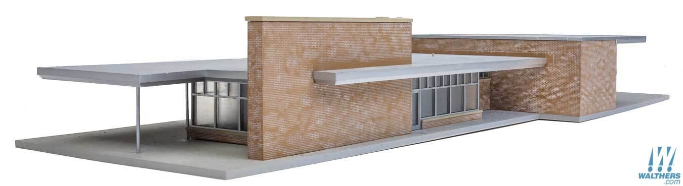 Walthers Cornerstone HO Modern Brick Santa Fe Station - Kit - 21-13/16 x 8-1/16 x 3in 55.5 x 20.4 x 7.6cm - Image 4