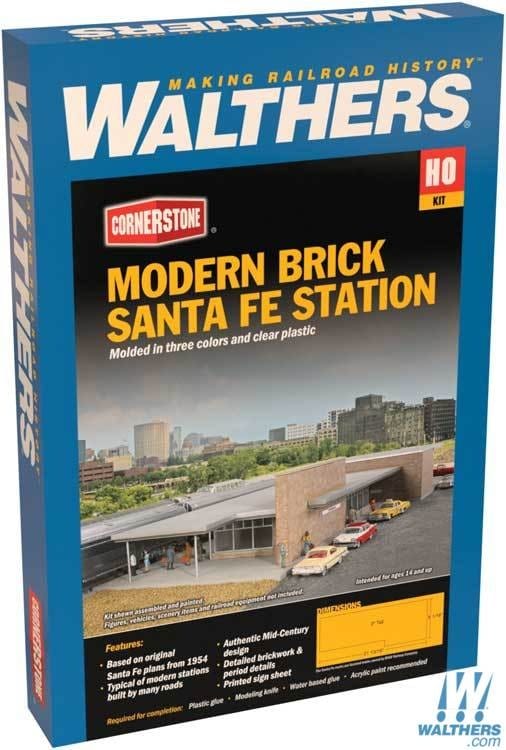 Walthers Cornerstone HO Modern Brick Santa Fe Station - Kit - 21-13/16 x 8-1/16 x 3in 55.5 x 20.4 x 7.6cm - Image 6
