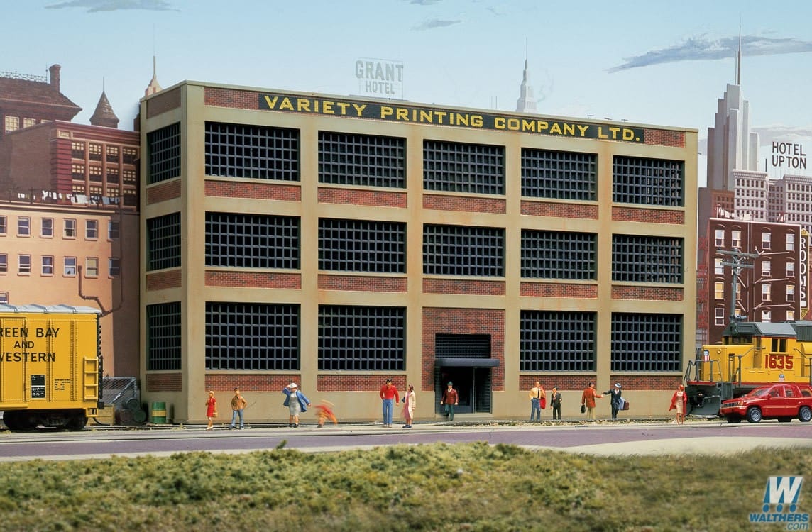 Walthers Cornerstone HO Variety Printing Background Building - Kit - 12-1/4 x 2-3/4 x 6-11/16in 30.6 x 6.8 x 16.7cm