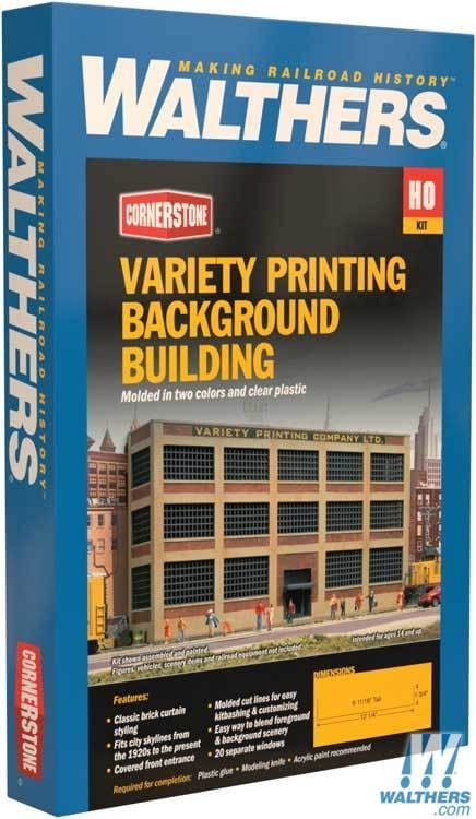 Walthers Cornerstone HO Variety Printing Background Building - Kit - 12-1/4 x 2-3/4 x 6-11/16in 30.6 x 6.8 x 16.7cm - Image 2