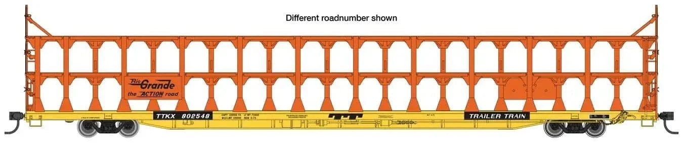 Walthers Mainline HO Scale 89ft Flatcar w/Tri-Level Open Auto Rack - Denver & Rio Grande Western(TM) #802868 - Image 2