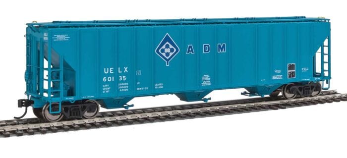Walthers Proto 106145 HO 55ft Evans 4780 Covered Hopper - Ready To Run - Archer-Daniels-Midland UELX #60135 (blue, molecule logo)**