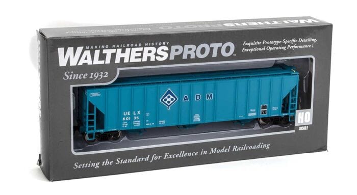 Walthers Proto 106145 HO 55ft Evans 4780 Covered Hopper - Ready To Run - Archer-Daniels-Midland UELX #60135 (blue, molecule logo)** - Image 2