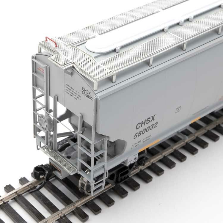Walthers Proto HO 67ft Trinity 6351 4-Bay Covered Hopper - Ready to Run - Cenex Harvest States Cooperative CHSX #580032 (gray, blue CHS Logo)** - Image 3