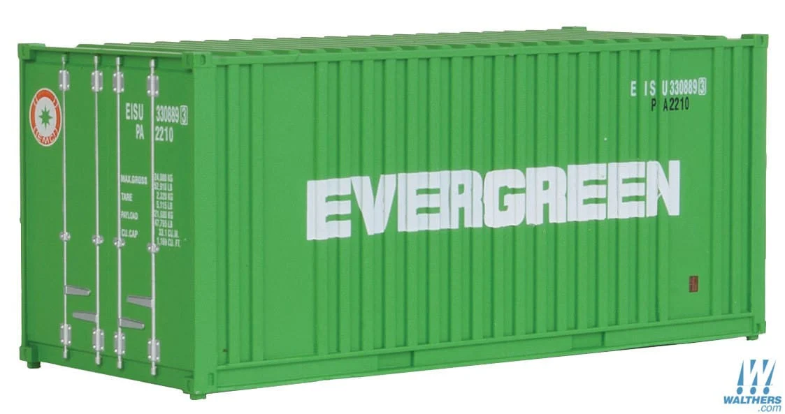 Walthers SceneMaster HO 20ft Corrugated Container with Flat Panel - Assembled - Evergreen