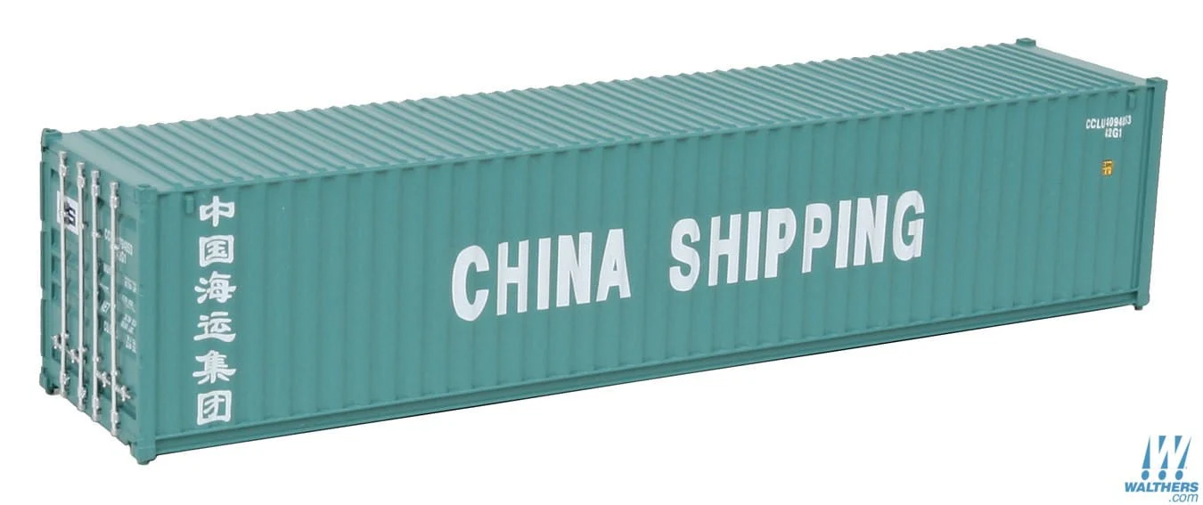 Walthers SceneMaster HO 40ft Corrugated Container - Assembled - China Shipping (green, white)