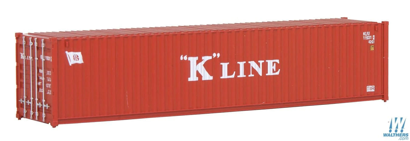 Walthers SceneMaster HO 40ft Corrugated Container - Assembled - K-Line (red, white)