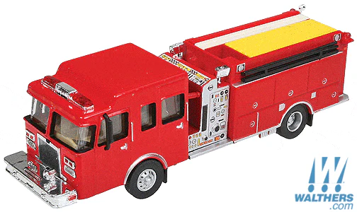 Walthers SceneMaster HO Heavy-Duty Fire Engine - Assembled - Red