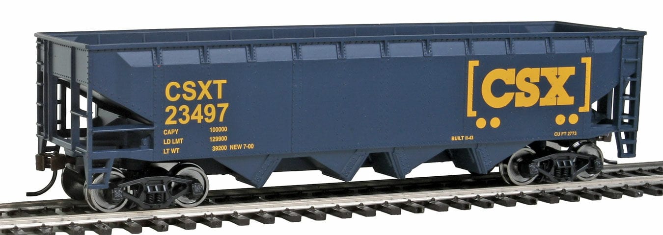 Walthers Trainline HO Offset Hopper - Ready to Run - CSX Transportation (blue, yellow; Boxcar Logo)
