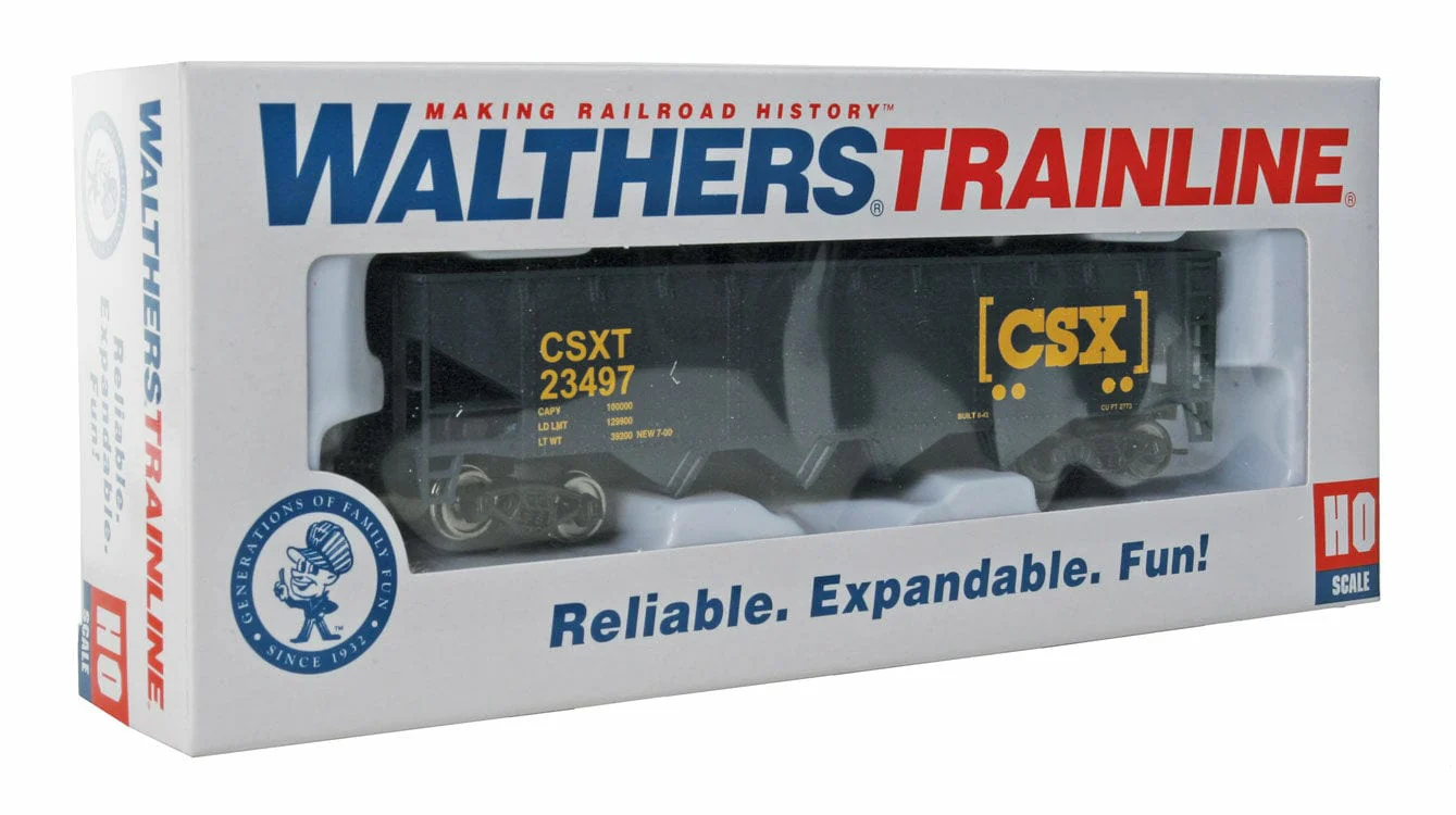 Walthers Trainline HO Offset Hopper - Ready to Run - CSX Transportation (blue, yellow; Boxcar Logo) - Image 4