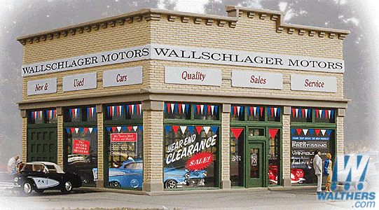 Walthers Trainline HO Wallschlager Motors - Assembled - 5-1/4 x 5 x 3-1/2in 13.3 x 12.7 x 8.8cm