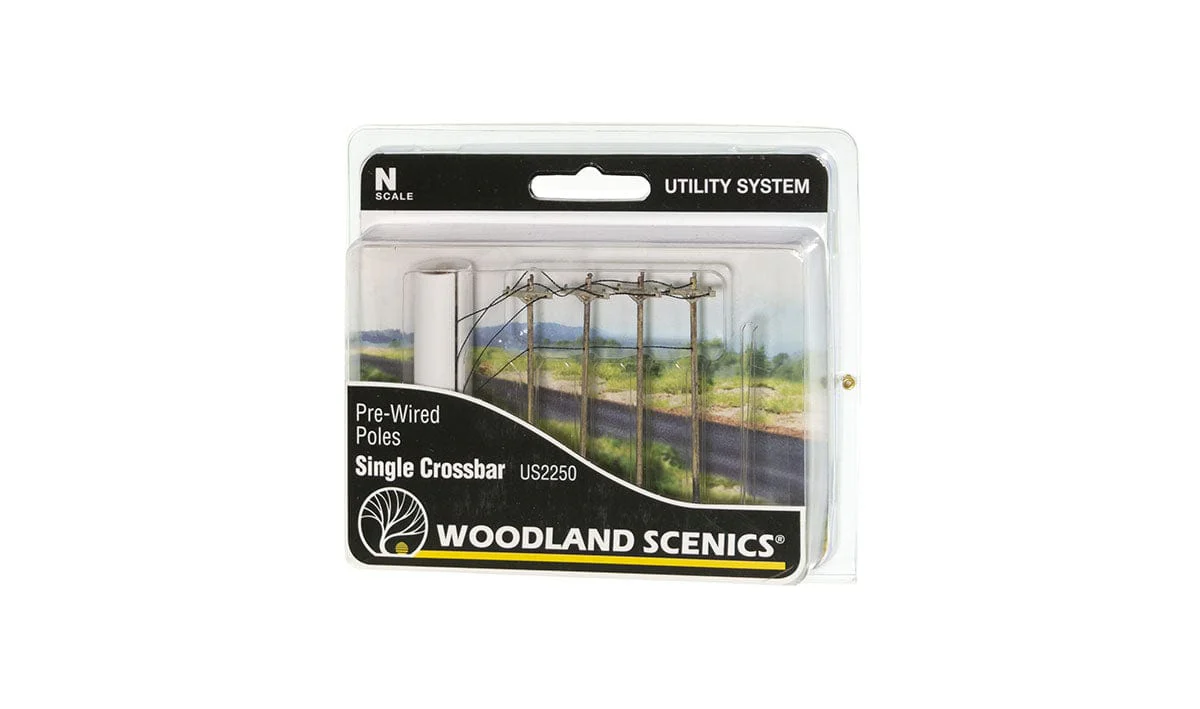 Woodland Scenics N Pre-Wired Poles - Single Crossbar