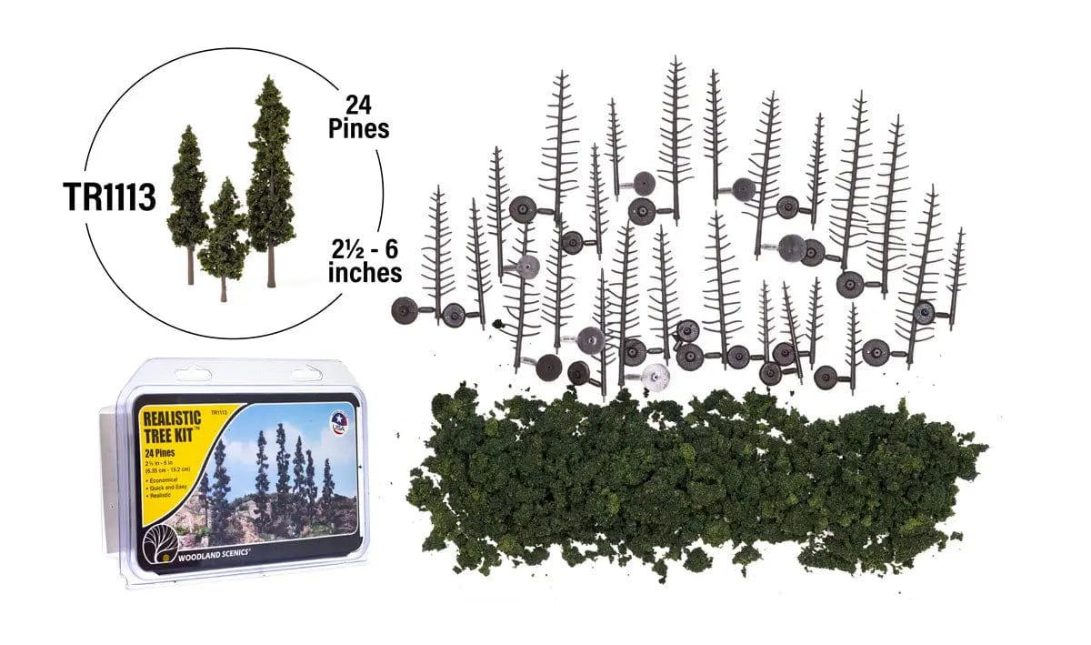 Woodland Scenics TR1113 Realistic Pine Trees 2.5-6in (24pcs) - Image 2